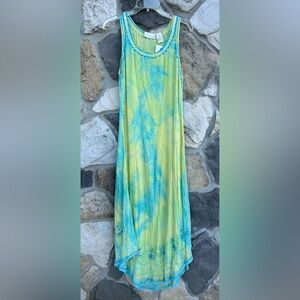 Soft Surroundings Maxi Dress Size S Colorful Tie Dye Bohemian Hippie Gypsy Beach